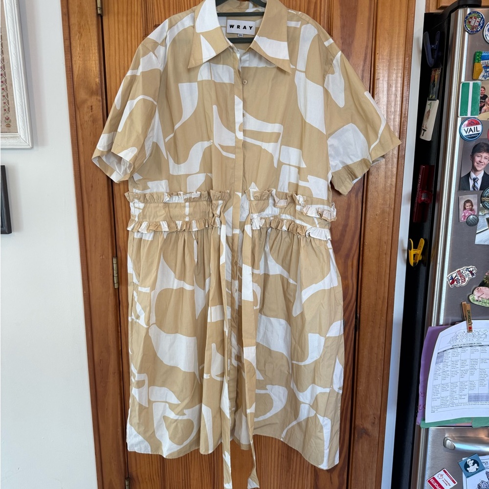 Wray Tan and White Midi Dress